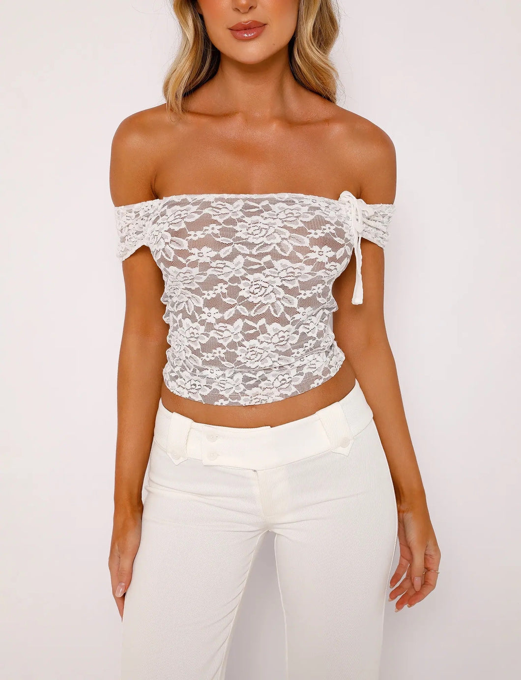 Fiore Lace Top Perla