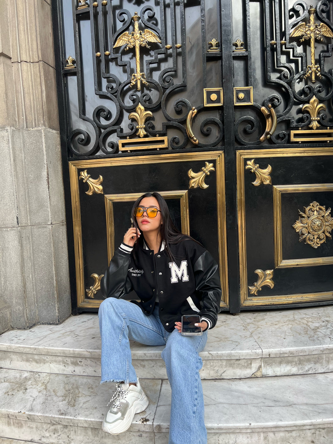 Luxury Varsity Jacket Black /Black