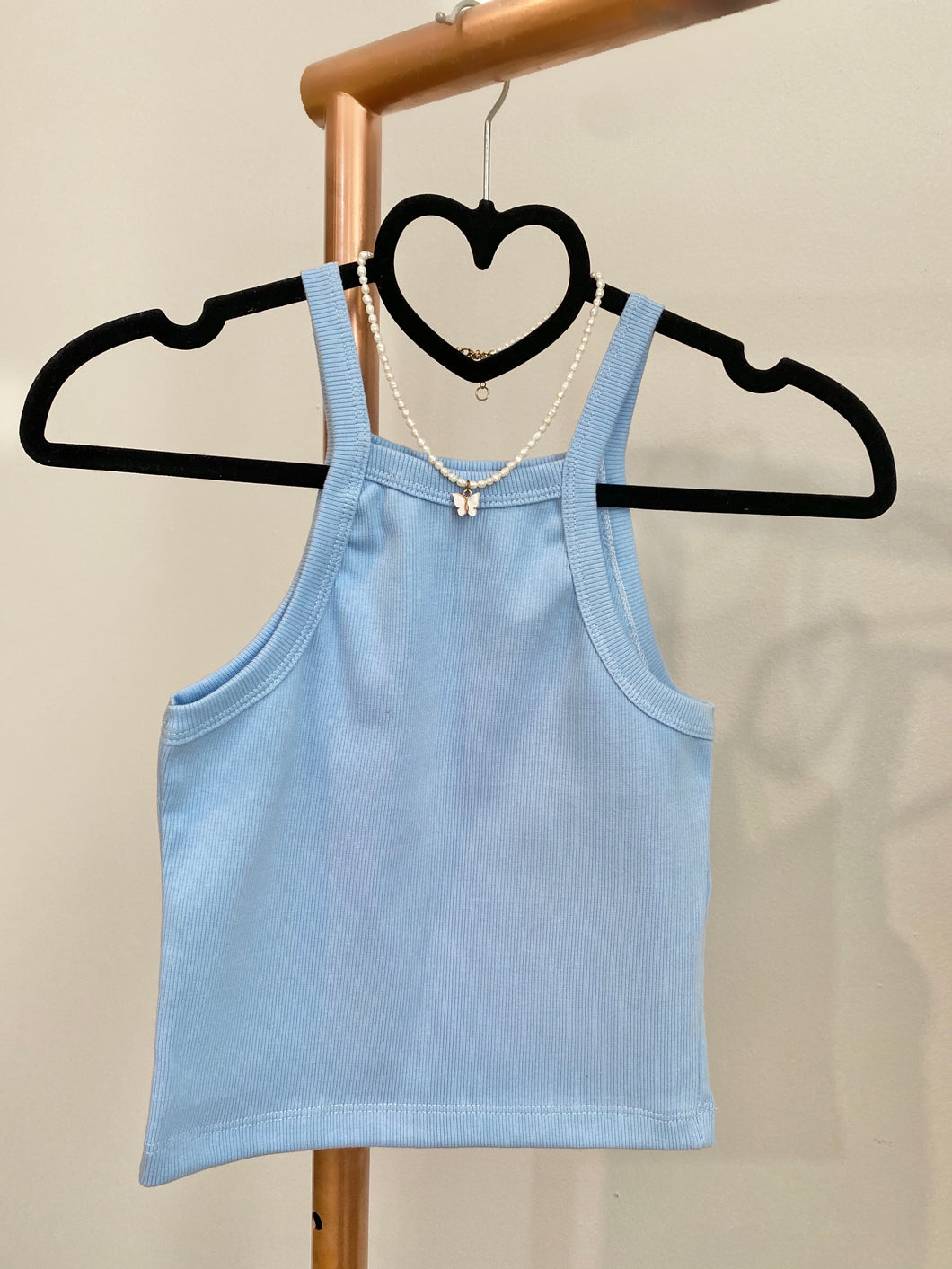 Ribbed Halter Top Baby Blue