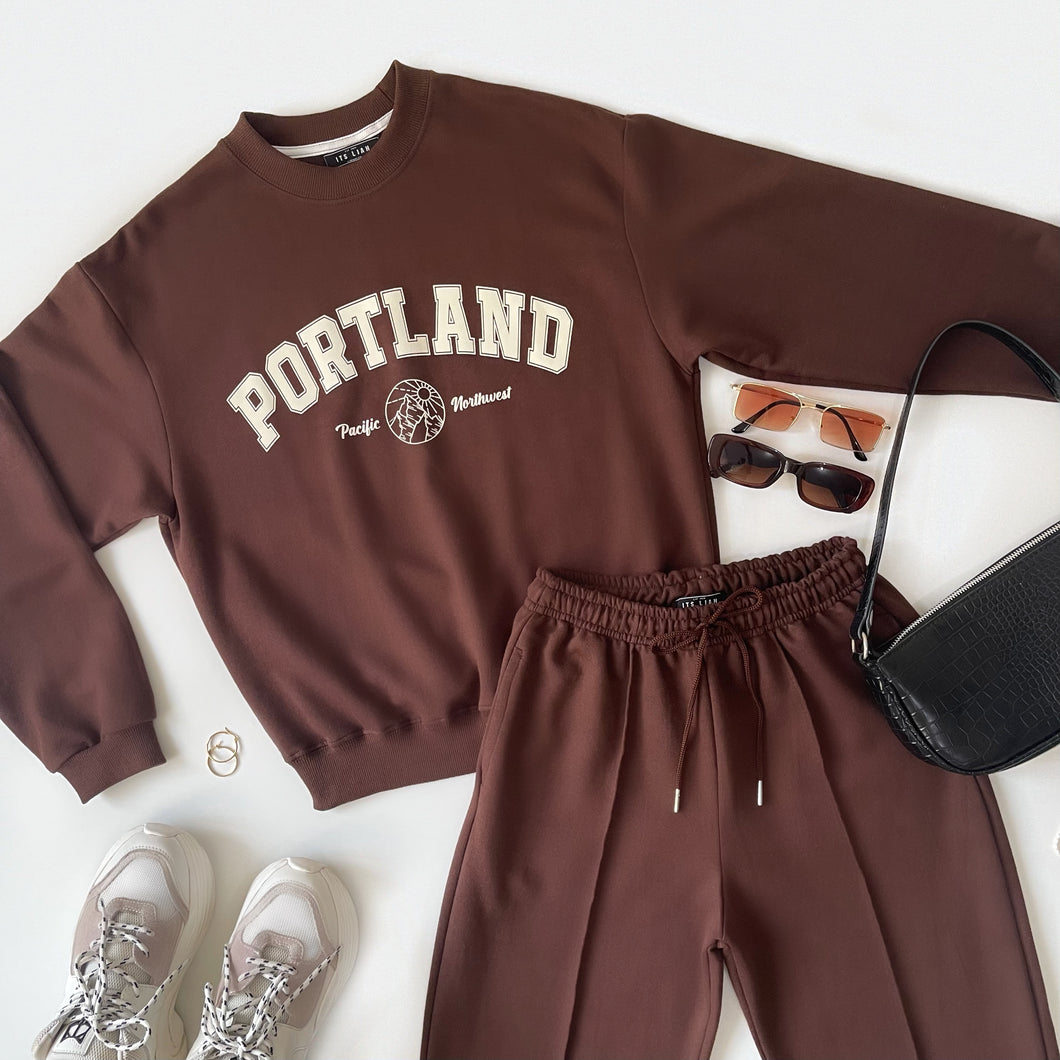 Comfy Set Wide Leg Chocolate