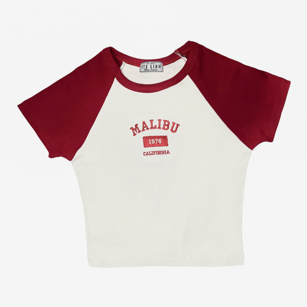 Baby tee Rib bordado in Red